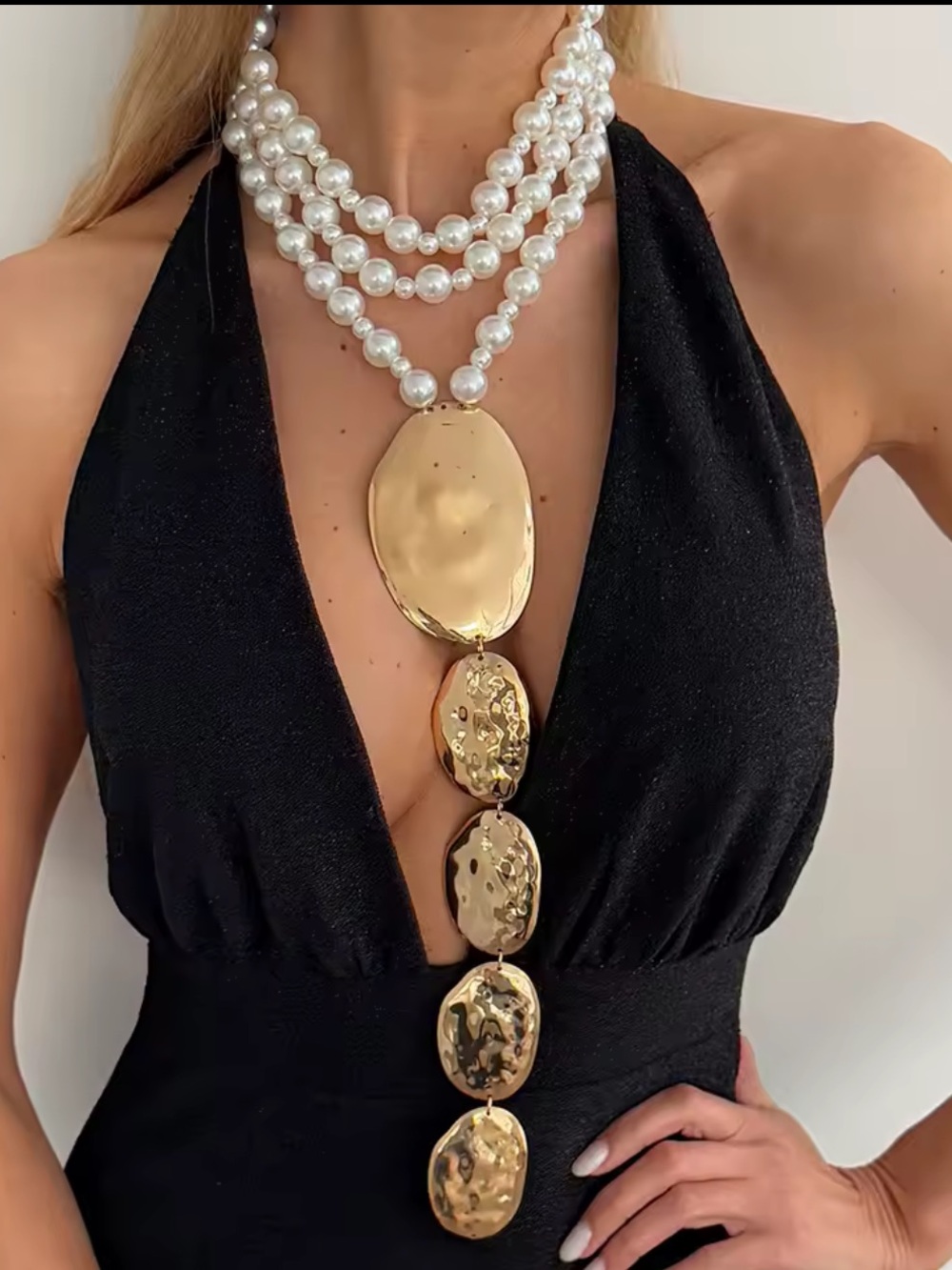 Avangarde Pearl Gold Multi-Strand  Necklace - Picture 2 of 6